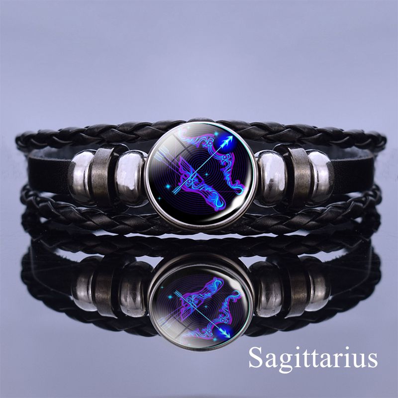 12 Zodiac Signs Constellation Charm Bracelet Men Women Fashion Multilayer Weave leather Bracelet &amp; Bangle Birthday Gifts