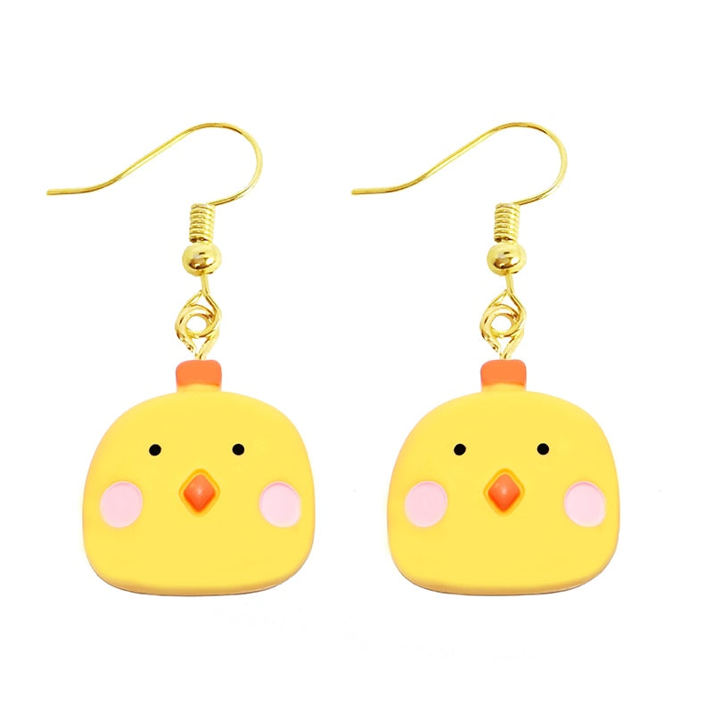 Women Earring Resin Drop Funny Custom Cute Girls Gift Eardrop Kids Animal Duck Frog Rabbit Owl Cub Gummy Flamingo