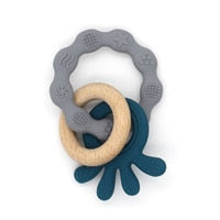 1PC Silicone Teether Baby Rudder Shape Wooden Teether Ring Kid Gift Food Grade Silicone Children&#39;s Goods Kid Teething Toys
