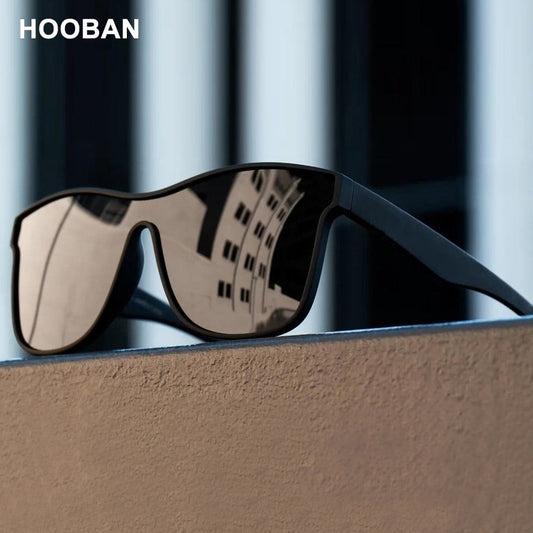 HOOBAN 2022 New Square Polarized Sunglasses Men Women Fashion Square Male Sun Glasses Brand Design One-piece Lens Eyewear UV400