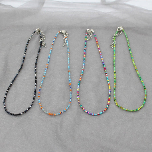 Simple Seed Beads Strand Choker Necklace Women String  Collar Charm Colorful Handmade Bohemia Collier Femme Jewelry Gift