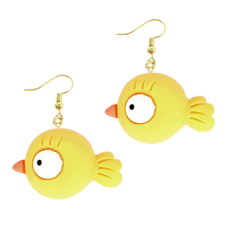 Women Earring Resin Drop Funny Custom Cute Girls Gift Eardrop Kids Animal Duck Frog Rabbit Owl Cub Gummy Flamingo