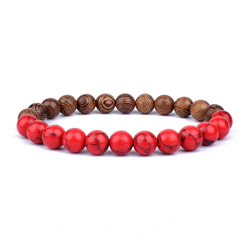 Volcanic Stone Bracelet for Men Lava Wooden 8mm Beads Bracelet Tibetan Buddha Wrist Chain Women Men Jewelry Gift New Bracelets