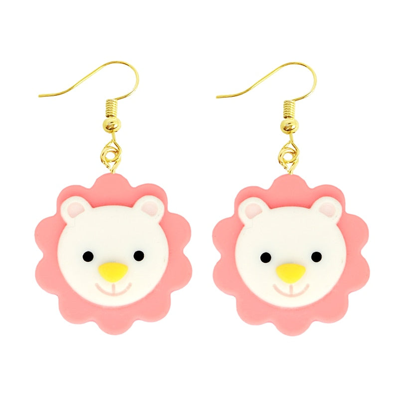 Women Earring Resin Drop Funny Custom Cute Girls Gift Eardrop Kids Animal Duck Frog Rabbit Owl Cub Gummy Flamingo