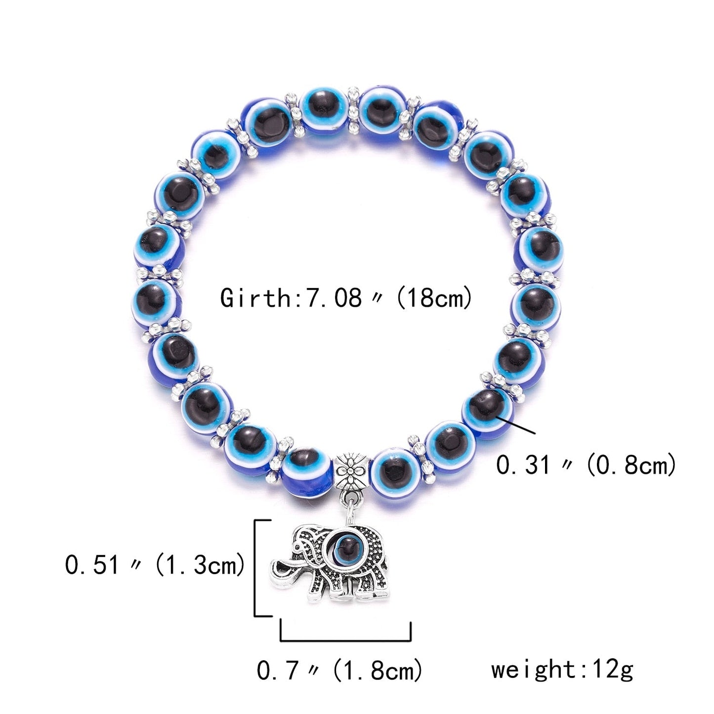 Classic Blue Evil Eyes Palm Butterfly Pendant Bracelet Wishing Elastic Rope Chain Resin Beads Bracelet For Women Jewelry Gift