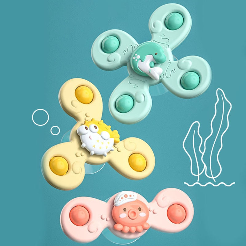 Montessori Baby Bath Toys For Boy Children Bathing Sucker Spinner Suction Cup Toy For Kids Funny Child Rattles Teether