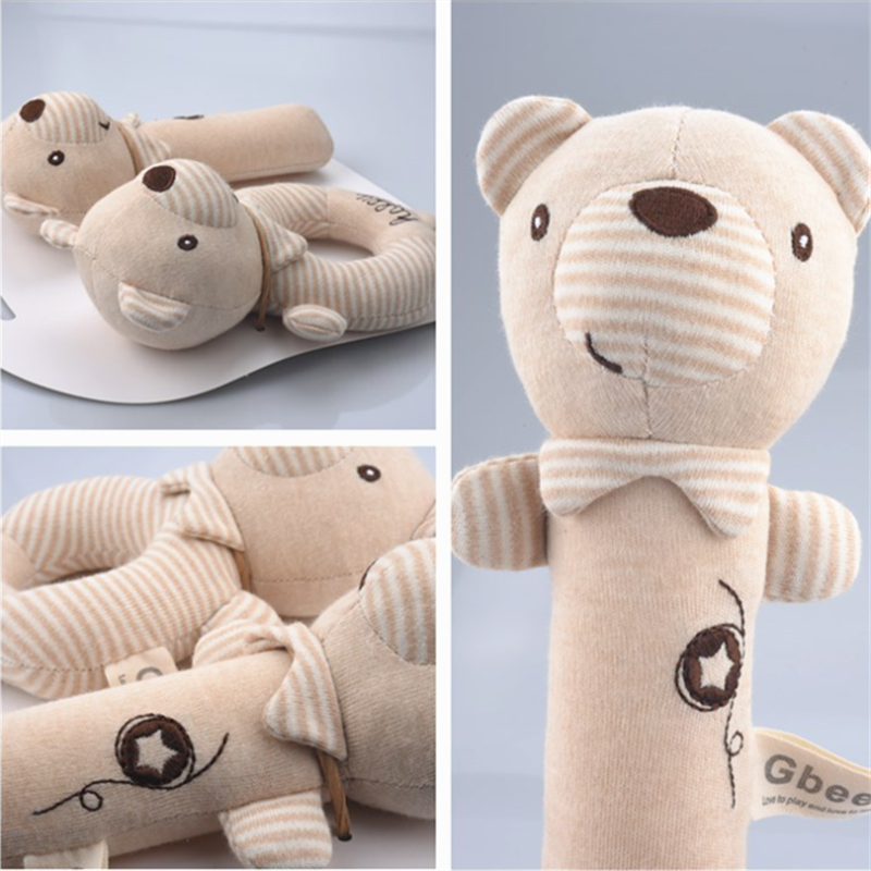 Newborn Baby Rattles Rabbit Bear Grab Ability Training Toys Infant Stroller Bed Hanging Bell Plush Dolls