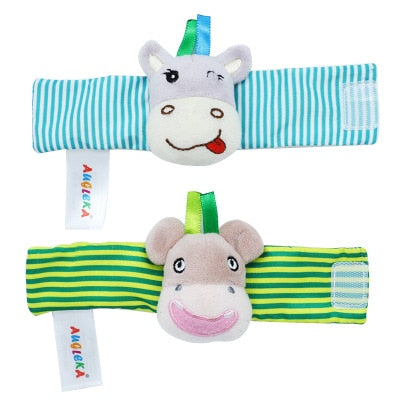 Cartoon Plush Socks Wrist Strap Rattles Baby Toys 0-12 Months Newborn Infant Kids Animal Sock Foot Finder Toy Gift Soft Rattle