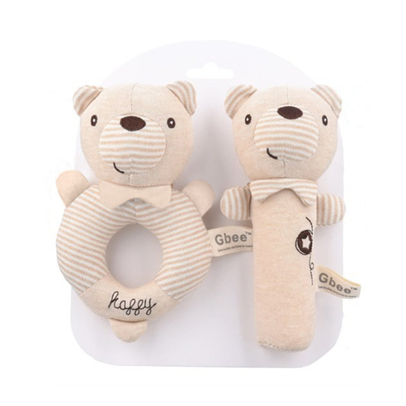 Newborn Baby Rattles Rabbit Bear Grab Ability Training Toys Infant Stroller Bed Hanging Bell Plush Dolls