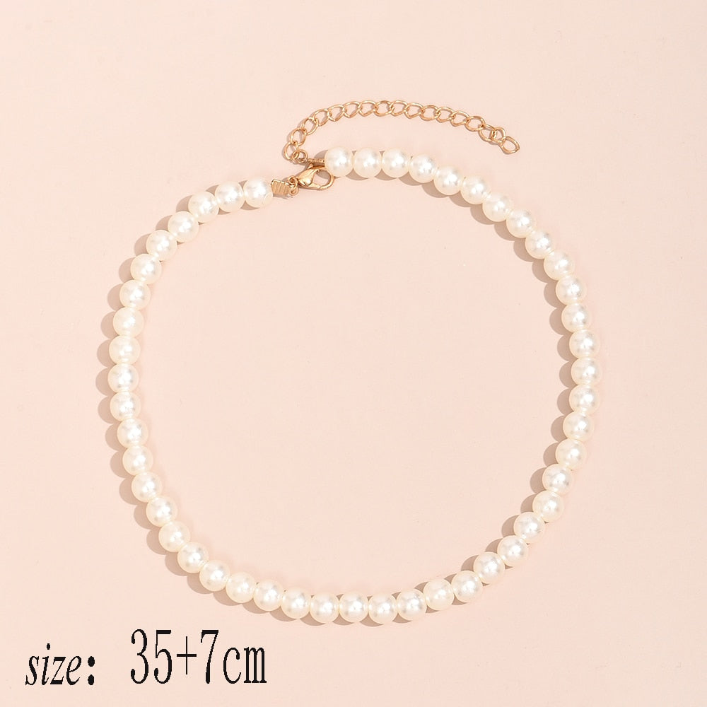 YWZIXLN 2021 Trend Elegant Jewelry Wedding Big Pearl Necklace For Women Fashion White Imitation Pearl Choker Necklace N0179