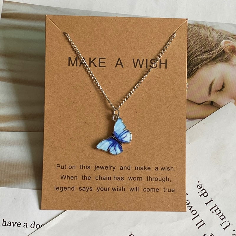 Fashion Women Necklace Korea Style New Butterfly Pendant Necklace Gift For Girl  Cute Lovely Neck Jewelry Wholesale Dropshipping