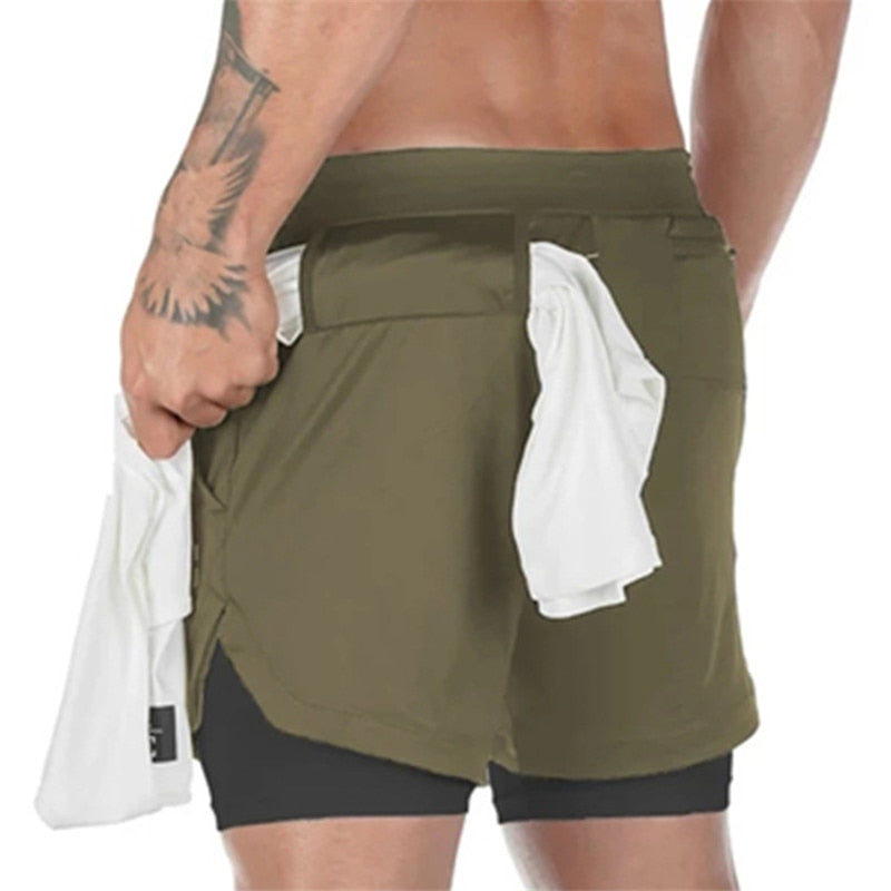 2022 Camo Running Shorts Men 2 In 1 Double-deck Quick Dry GYM Sport Shorts Fitness Jogging Workout Shorts Men Sports Short Pants