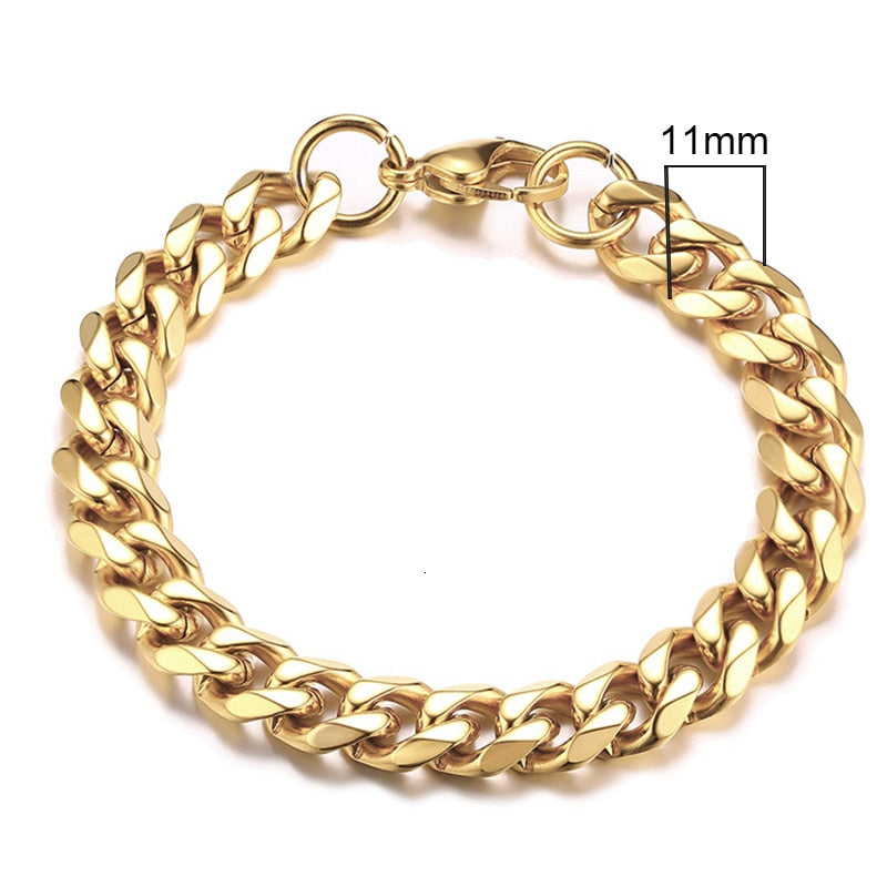 Vnox Mens Simple 3-11mm Stainless Steel Curb Cuban Link Chain Bracelets for Women Unisex Wrist Jewelry Gifts