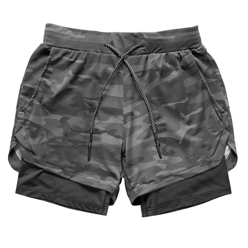 2022 Camo Running Shorts Men 2 In 1 Double-deck Quick Dry GYM Sport Shorts Fitness Jogging Workout Shorts Men Sports Short Pants