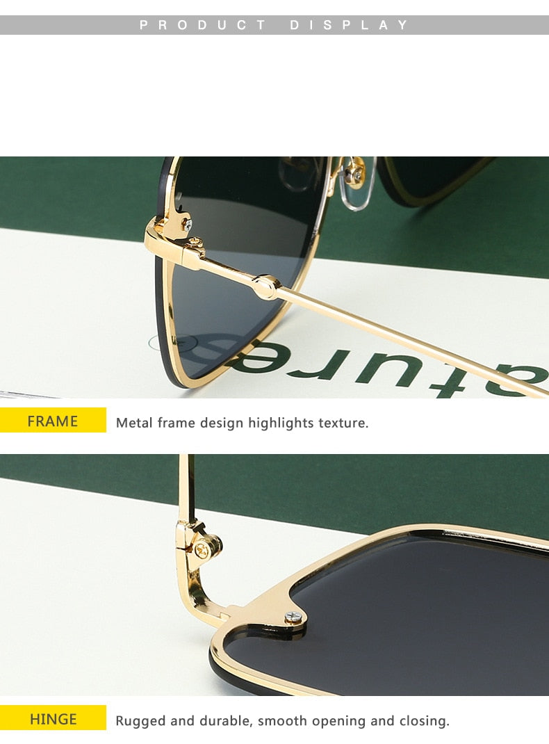 2022 New Fashion Lady Oversize Rimless Square Bee Sunglasses Women Men Small Bee Glasses Gradient Sun Glasses Female UV400