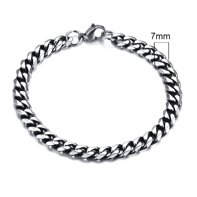 Vnox Mens Simple 3-11mm Stainless Steel Curb Cuban Link Chain Bracelets for Women Unisex Wrist Jewelry Gifts