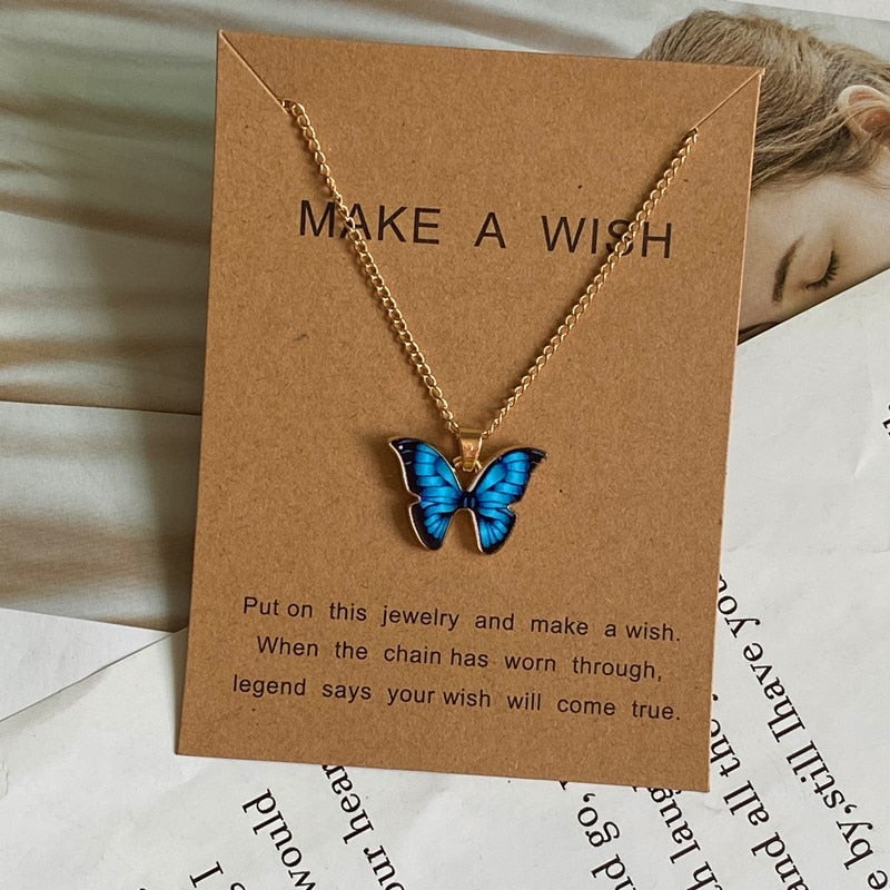 Fashion Women Necklace Korea Style New Butterfly Pendant Necklace Gift For Girl  Cute Lovely Neck Jewelry Wholesale Dropshipping