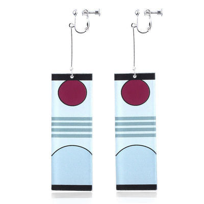 Fashion Acrylic Tanjiro Earrings Demon Slayer Earrings Anime Cosplay Props Hanafuda Drop Long Earrings for Women Girls Jewelry