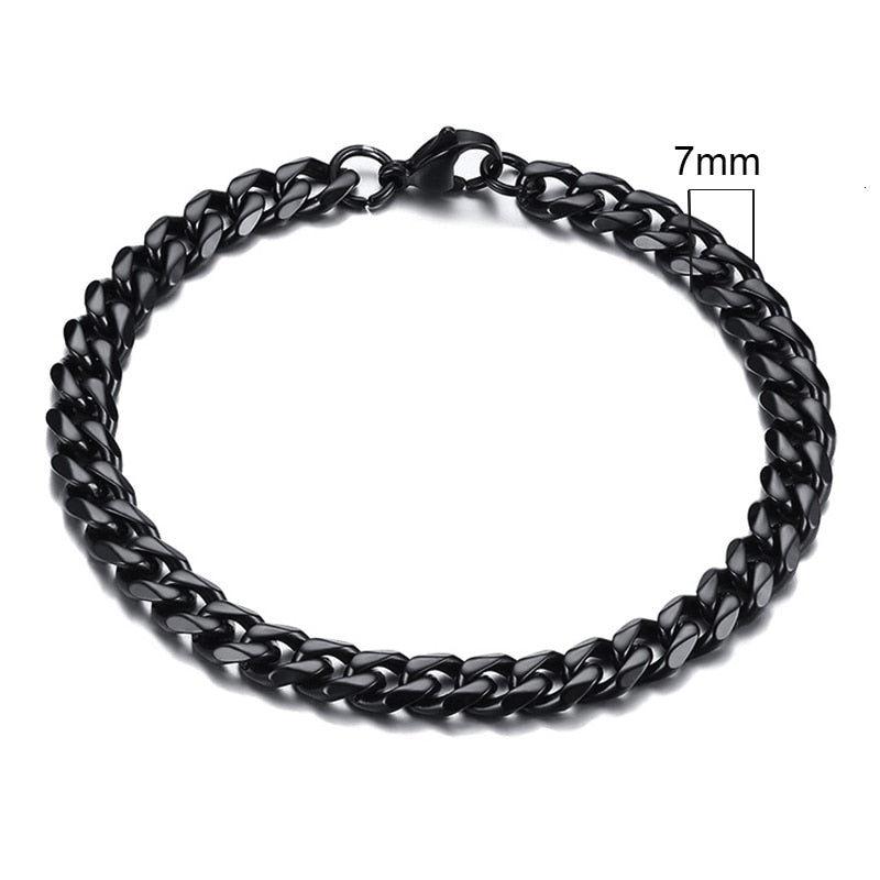 Vnox Mens Simple 3-11mm Stainless Steel Curb Cuban Link Chain Bracelets for Women Unisex Wrist Jewelry Gifts