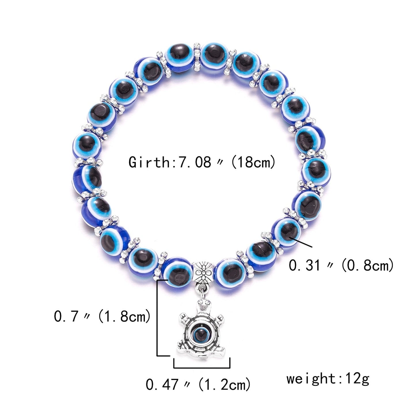 Classic Blue Evil Eyes Palm Butterfly Pendant Bracelet Wishing Elastic Rope Chain Resin Beads Bracelet For Women Jewelry Gift