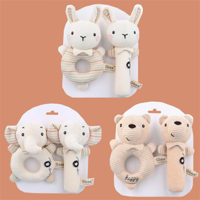 Newborn Baby Rattles Rabbit Bear Grab Ability Training Toys Infant Stroller Bed Hanging Bell Plush Dolls