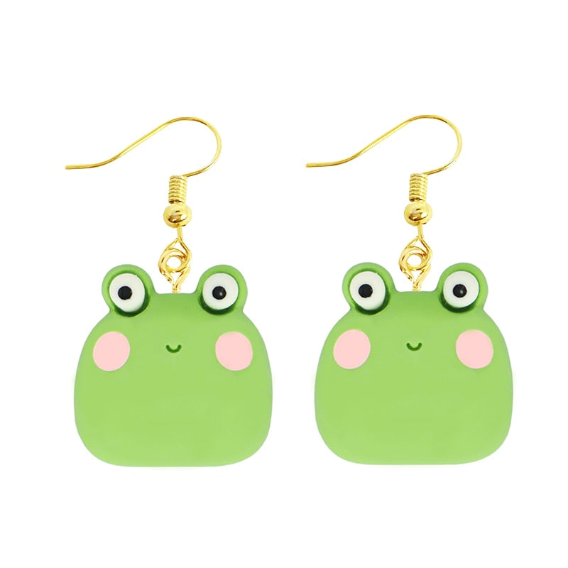 Women Earring Resin Drop Funny Custom Cute Girls Gift Eardrop Kids Animal Duck Frog Rabbit Owl Cub Gummy Flamingo