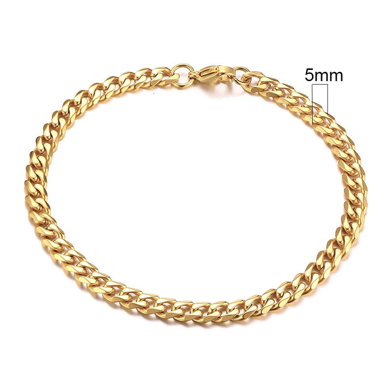 Vnox Mens Simple 3-11mm Stainless Steel Curb Cuban Link Chain Bracelets for Women Unisex Wrist Jewelry Gifts