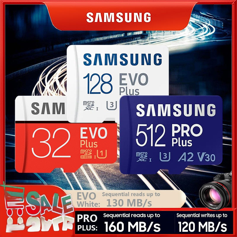 SAMSUNG EVO Plus Memory Card 32GB/SDHC 64GB/128GB/256GB/512GB SDXC Micro SD/TF Flash Cards MicroSD UHS-1 For Phone Drone Camera