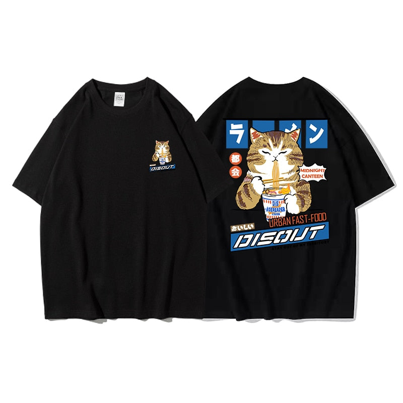 Privathinker Cat Cartoon Graphic Men Tshirt Casual Baggy Short Sleeve T-shirt Japanese Style Oversized T Shirt Men&#39;s Clothing