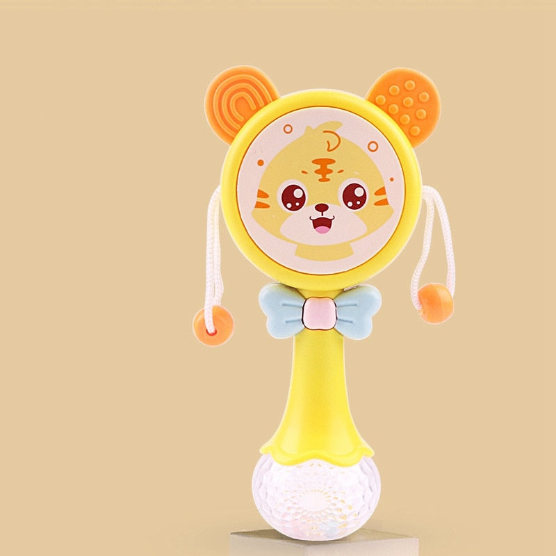 Baby Music Flashing Rattle Toys Rabbit Teether Hand Bells Mobile Infant Stop Weep Tear Rattles Newborn Early Educational Toy 18M