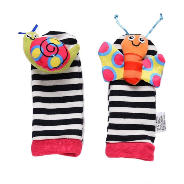 Cartoon Plush Socks Wrist Strap Rattles Baby Toys 0-12 Months Newborn Infant Kids Animal Sock Foot Finder Toy Gift Soft Rattle