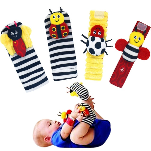 Cartoon Plush Socks Wrist Strap Rattles Baby Toys 0-12 Months Newborn Infant Kids Animal Sock Foot Finder Toy Gift Soft Rattle