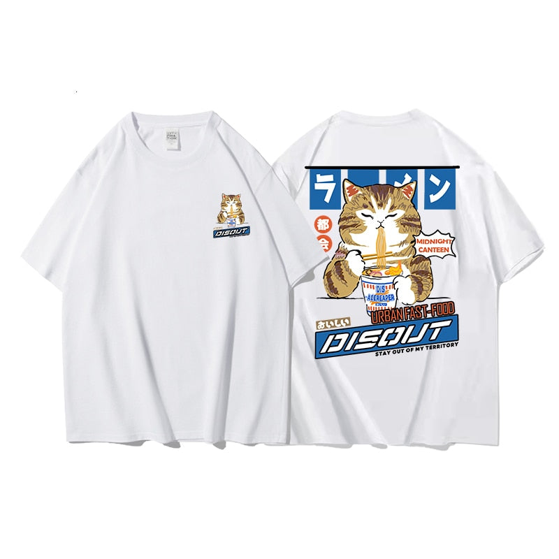 Privathinker Cat Cartoon Graphic Men Tshirt Casual Baggy Short Sleeve T-shirt Japanese Style Oversized T Shirt Men&#39;s Clothing