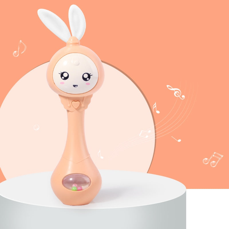 Baby Music Flashing Rattle Toys Rabbit Teether Hand Bells Mobile Infant Stop Weep Tear Rattles Newborn Early Educational Toy 18M