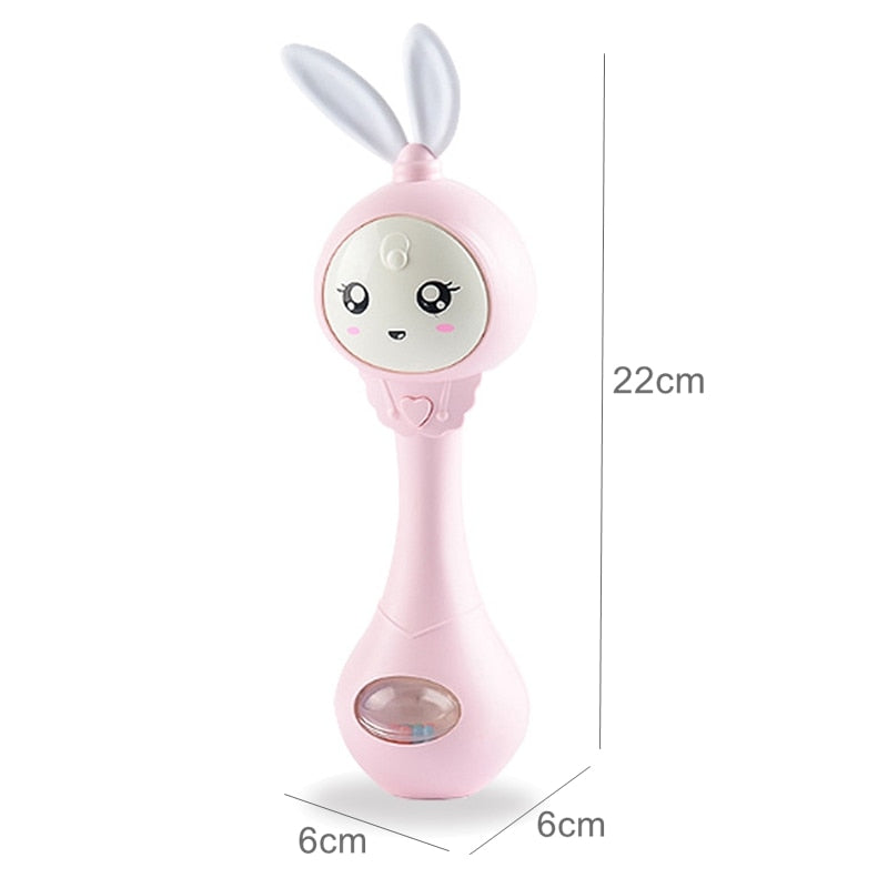 Baby Music Flashing Rattle Toys Rabbit Teether Hand Bells Mobile Infant Stop Weep Tear Rattles Newborn Early Educational Toy 18M