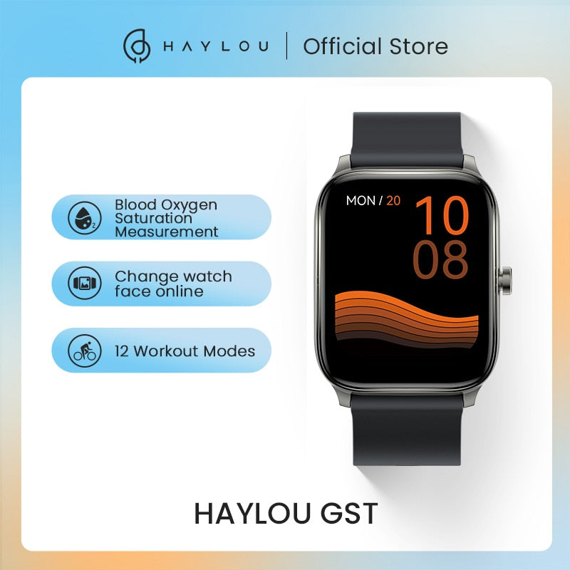 HAYLOU GST Smart Watch Men Women Watch Blood Oxygen Heart Rate Sleep Monitor 12 Sport Models Custom Watch Face Global Version