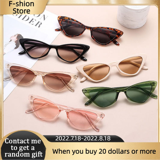 2022 New Vintage Cat Eye Sunglasses Small Frame Retro Sunglasses UV400 Protection Eyewear Fashion Trendy Streetwear Eyewear