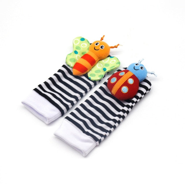 Cartoon Plush Socks Wrist Strap Rattles Baby Toys 0-12 Months Newborn Infant Kids Animal Sock Foot Finder Toy Gift Soft Rattle